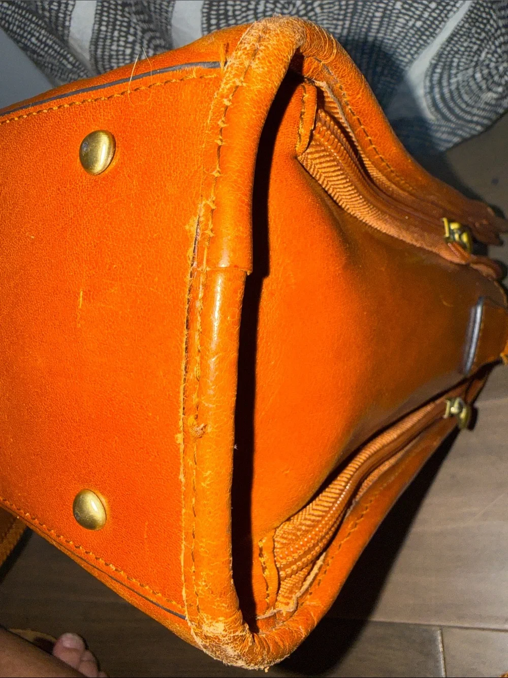 BANUCE VTG Style Brown Genuine Leather Laptop Briefcase Satchel Made in Italy